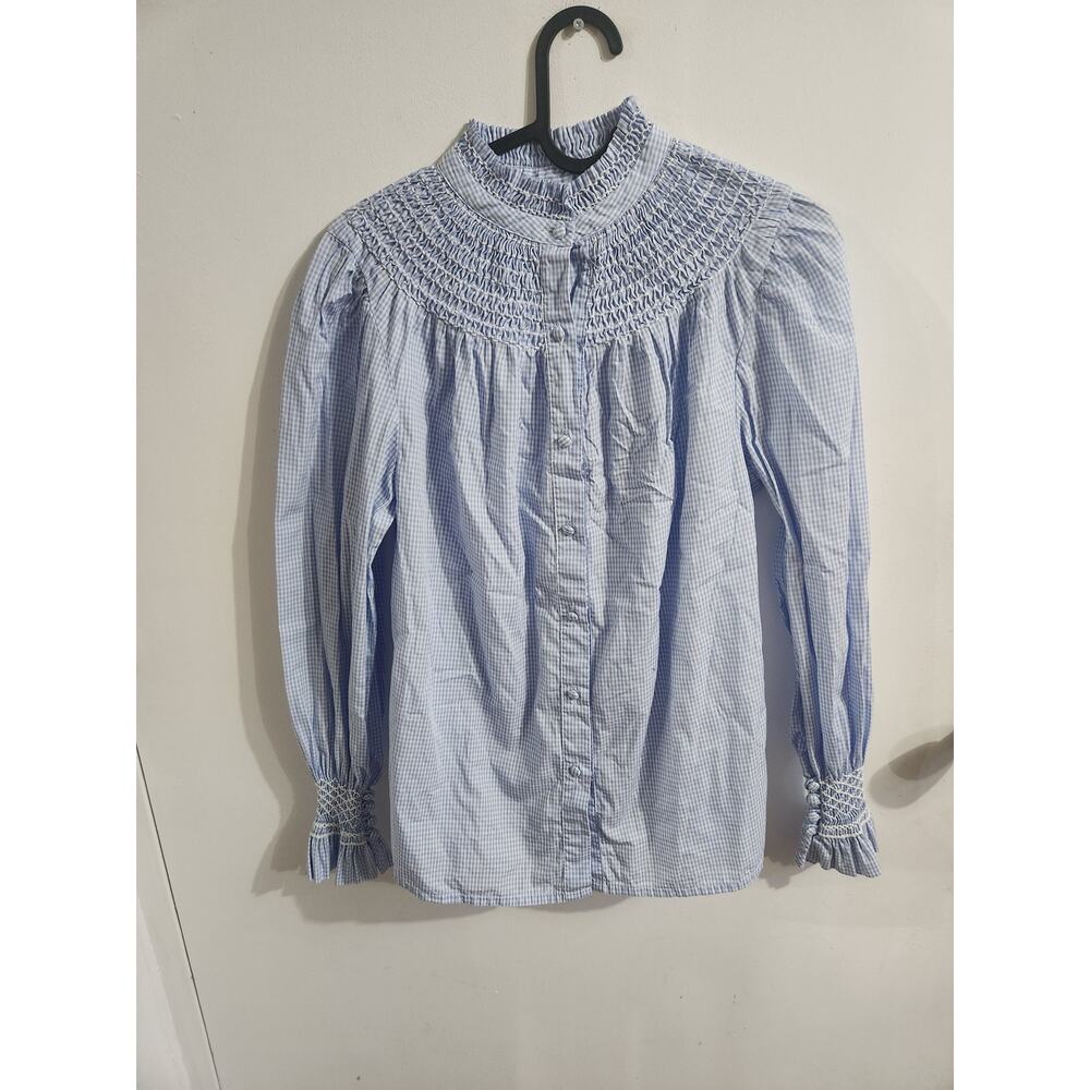 Andion blouse romantic shirt blue checkered M